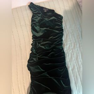 House of Harlow 1960 One Shoulder Dark Green Dress